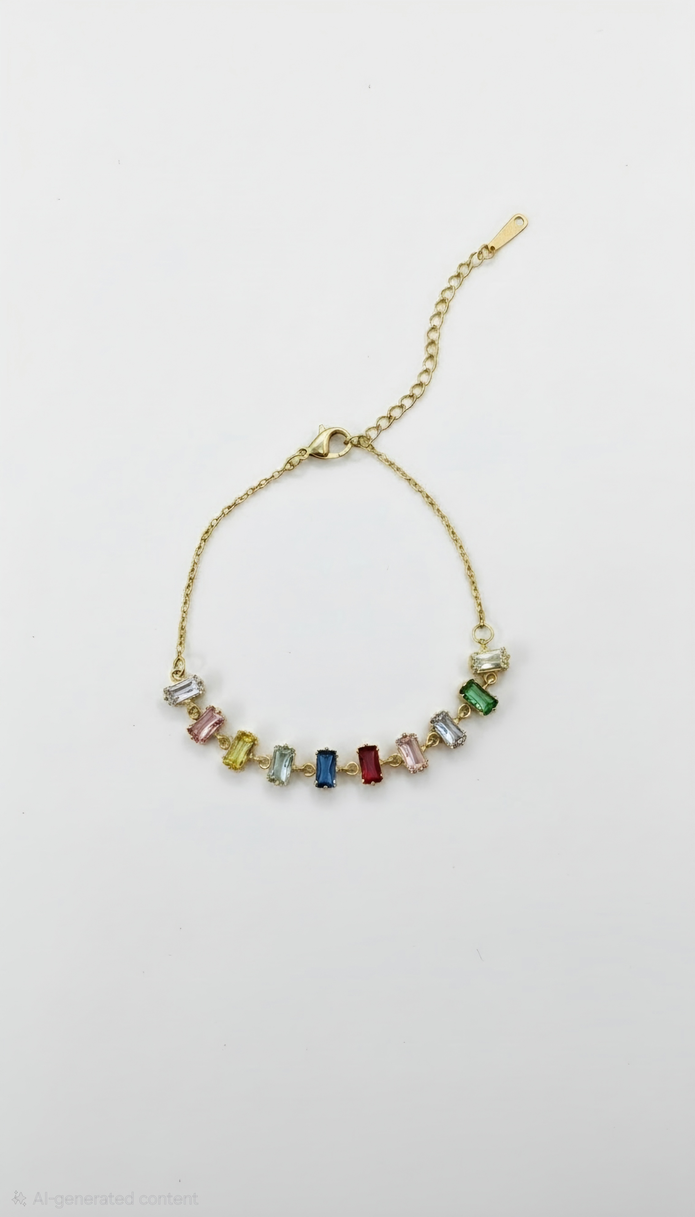 Rainbow Baguette Chain Bracelet
